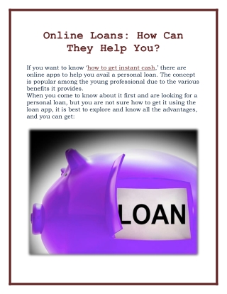 Online Loans: How Can They Help You?