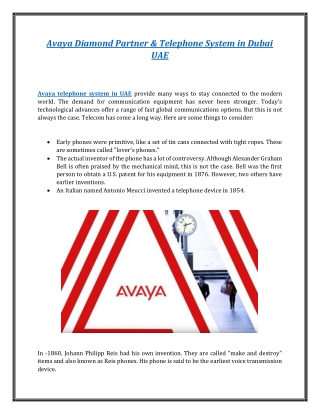Avaya Diamond Partner & Telephone System in Dubai UAE
