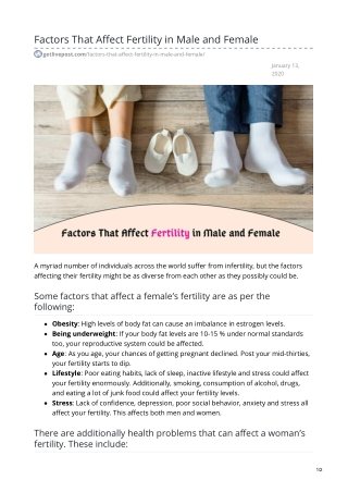 Factors That Affect Fertility in Male and Female