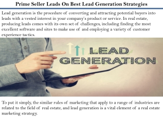 Prime Seller Leads On Best Lead Generation Strategies