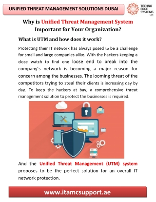 Why is Unified Threat Management Solutions Dubai Important