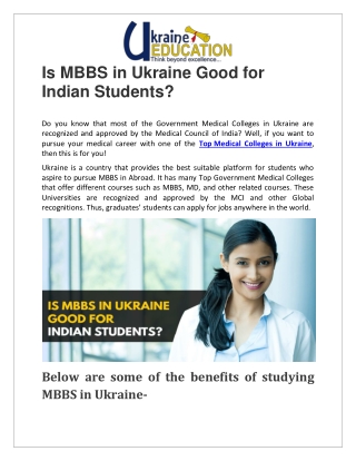 Is MBBS in Ukraine Good for Indian Students