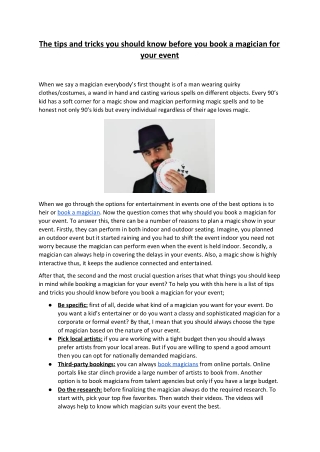 The tips and tricks you should know before you book a magician for your event