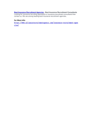 Best Insurance Recruitment Agencies - Best Insurance Recruitment Consultants