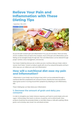 Relieve Your Pain and Inflammation with These Dieting Tips !!