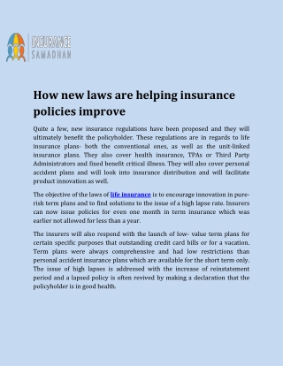 How new laws are helping insurance policies improve