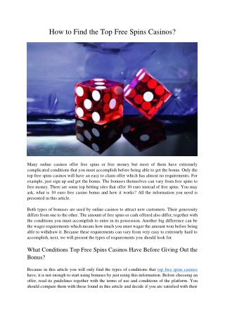 How to Find the Top Free Spins Casinos?