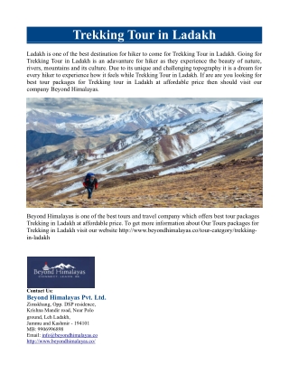 Trekking Tour in Ladakh