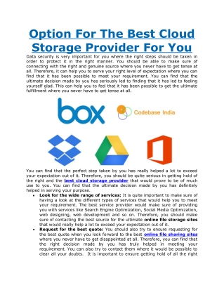 Option For The Best Cloud Storage Provider For You