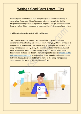 Writing a good cover letter – tips