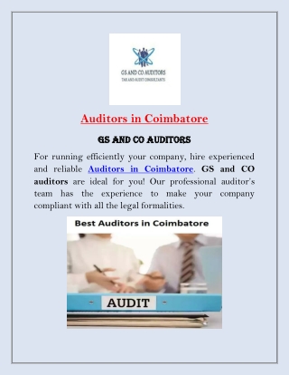 Auditors in Coimbatore | GS and CO Auditors