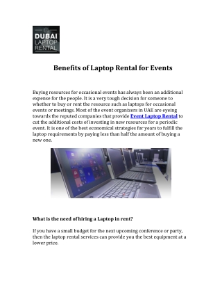 Benefits of Laptop Rental for Events