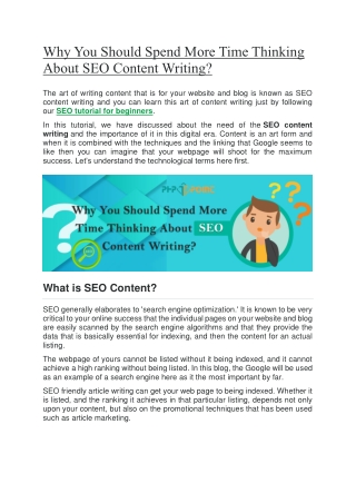 Why You Should Spend More Time Thinking About SEO Content Writing?