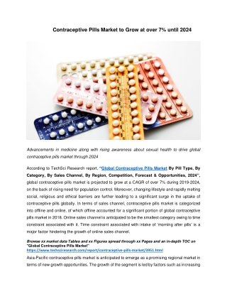 Contraceptive Pills Market Analysis & Trends - Industry Forecast to 2024