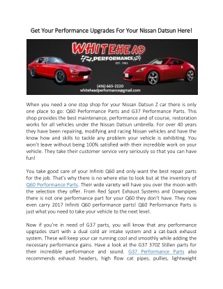 Get Your Performance Upgrades For Your Nissan Datsun Here