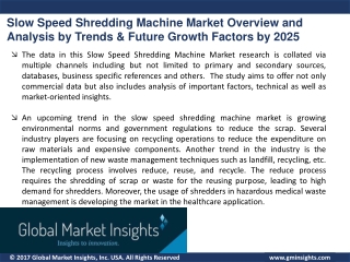 Slow Speed Shredding Machine Market Study by Analysis of Leading Players over 2019 – 2025