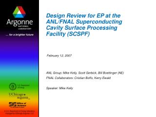 Design Review for EP at the ANL/FNAL Superconducting Cavity Surface Processing Facility (SCSPF)