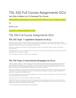 TSL 532 Full Course Assignments GCU