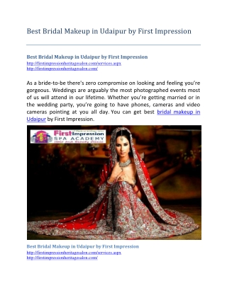 Best Bridal Makeup in Udaipur by First Impression