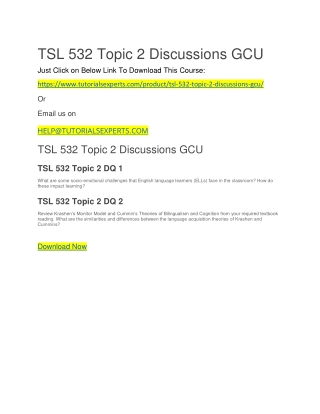 TSL 532 Topic 2 Discussions GCU