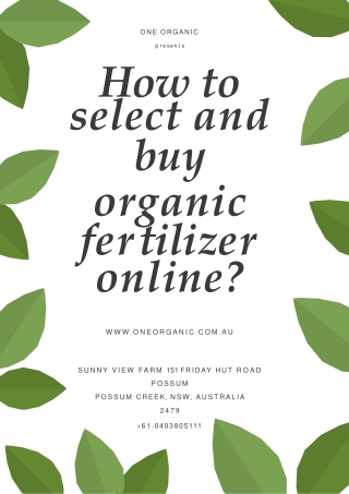 How to select and buy organic fertilizer online?