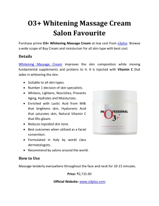 O3  Whitening Massage Cream Salon Favourite