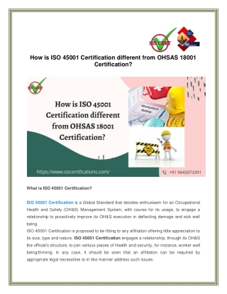 How is ISO 45001 Certification different from OHSAS 18001 Certification?