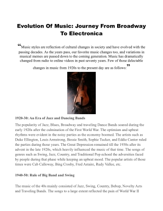 Evolution Of Music: Journey From Broadway To Electronica