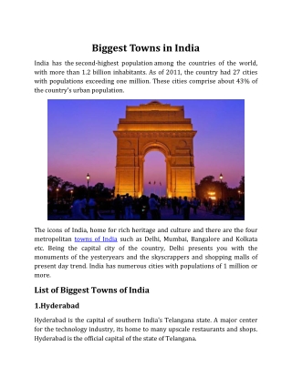 Biggest Towns in India