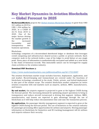 Key Market Dynamics in Aviation Blockchain — Global Forecast to 2025