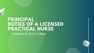 Principal Duties Of A Licensed Practical Nurse