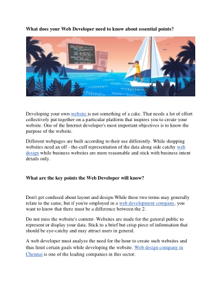 What does your Web Developer need to know about essential points?