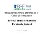 Insegnare ancora la grammatica Corso di formazione