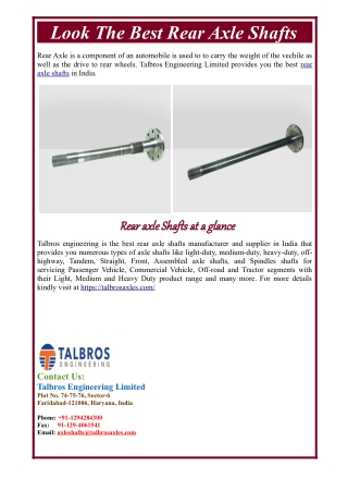 Look The Best Rear Axle Shafts