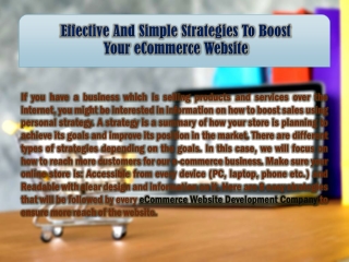Effective And Simple Strategies To Boost Your eCommerce Website
