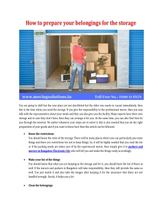 How to prepare your belongings for the storage