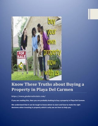 Know These Truths about Buying a Property in Playa Del Carmen