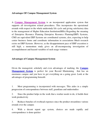 Advantages OF Campus Management System