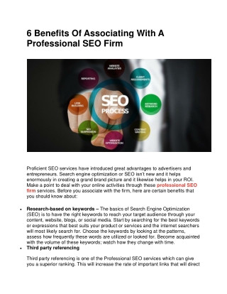6 Benefits Of Associating With A Professional SEO Firm