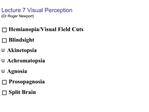 Lecture 7 Visual Perception Dr Roger Newport Hemianopia