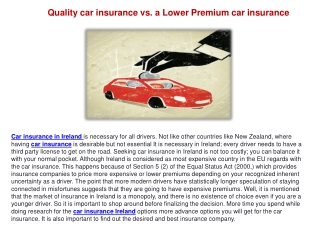 Quality car insurance vs. a Lower Premium car insurance