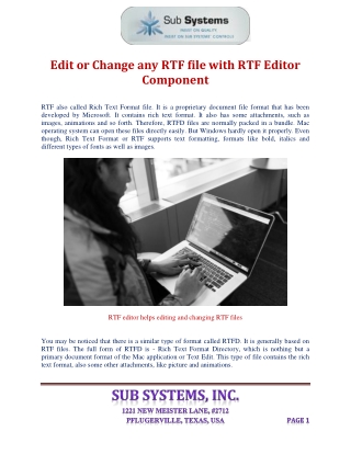 Edit or Change any RTF file with RTF Editor Component