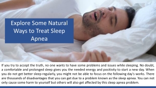 Explore Some Natural Ways to Treat Sleep Apnea