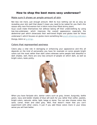 How to shop the best mens sexy underwear?