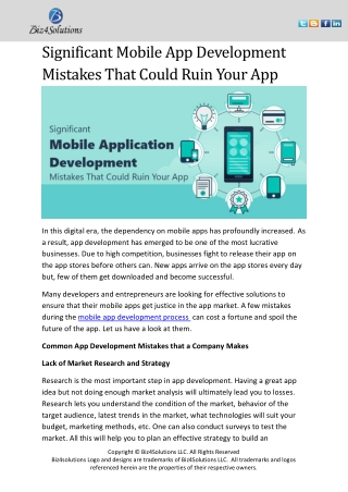 Significant Mobile App Development Mistakes That Could Ruin Your App