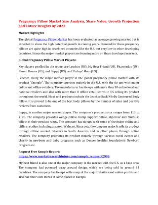 Pregnancy Pillow Market Size Analysis, Share Value, Growth Projection and Future Insights By 2023