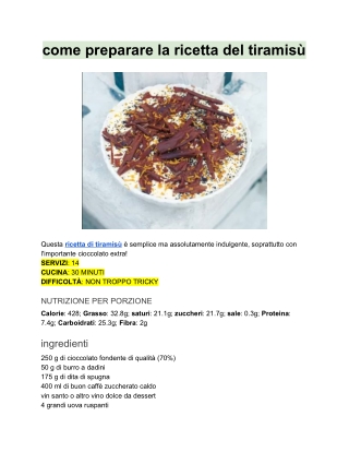 come preparare la ricetta del tiramisù