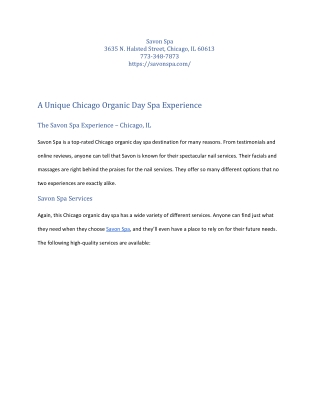 Chicago Organic Day Spa