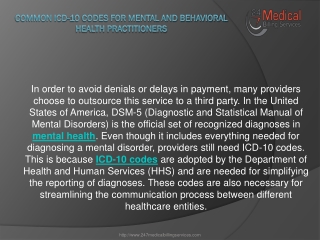 Common ICD-10 codes for Mental and Behavioral Health Practitioners