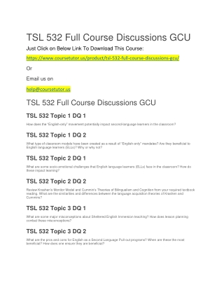 TSL 532 Full Course Discussions GCU